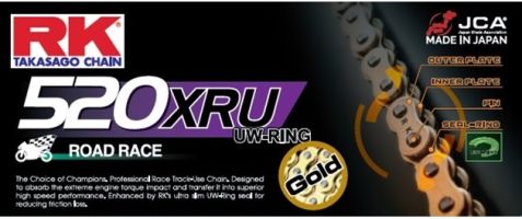 Cadena RK 520 XRUGB con UW' ring 96 eslabones oro